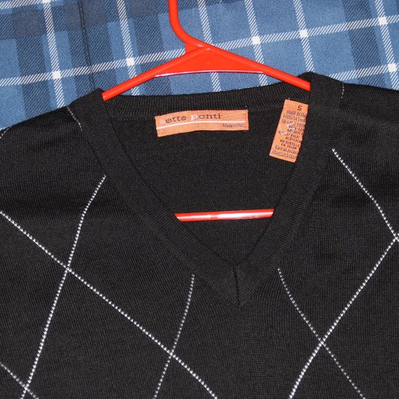 Sette Ponti Diamond Pattern V Neck Sweater Sweatsh - Picture 2 of 13